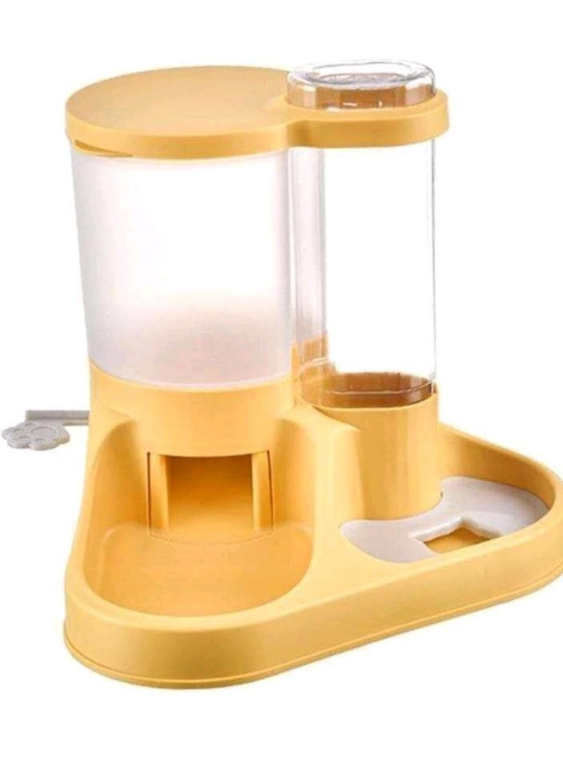 طبق أكل كلاب وقطط 2 في 1 مع اسبنسر موزع مياه أوتوماتيك – أوعية طعام للحيوانات الأليفة بقاعدة ثابتة